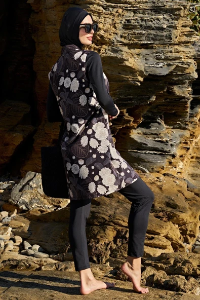 Ruko Maio 23111-2 Dik Yakalı Esnek Paraşüt Kumaş Tam Tesettür Mayo - 2