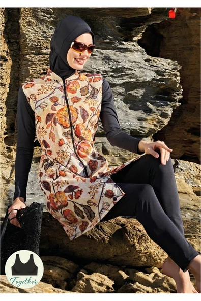 Ruko Maio 23111-8 Çiçek Desenli Tam Tesettür Mayo ürün görseli