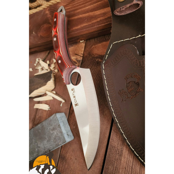 Outdoor Piknik Kamp Bıçağı Bıçak Çakısı Mutfak Bıçak Kılıflı El Yapımı ( Verzalit Sap ) - 3
