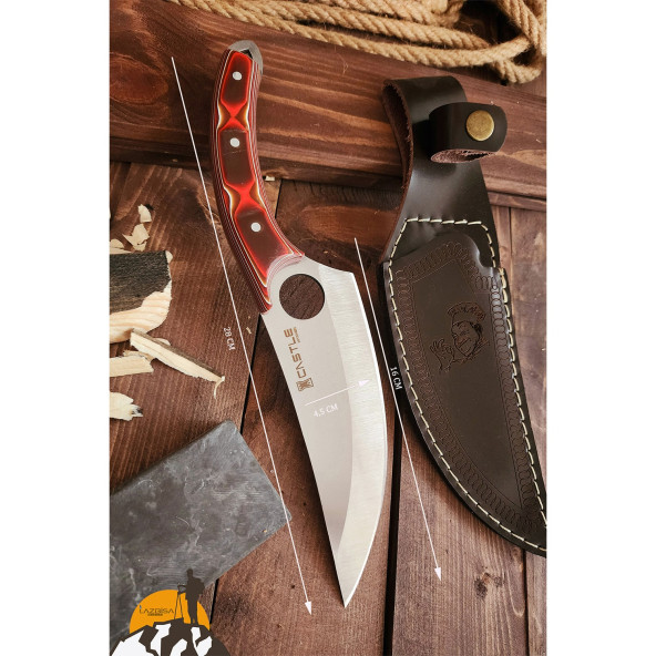 Outdoor Piknik Kamp Bıçağı Bıçak Çakısı Mutfak Bıçak Kılıflı El Yapımı ( Verzalit Sap ) - 7