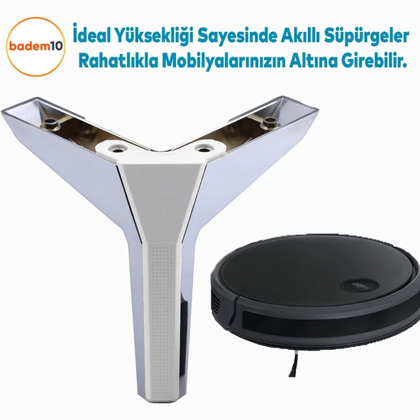 Moda Lüks Mobilya Oturma Grubu Kanepe Sehpa TV Ünitesi Koltuk Ayağı Baza Ayakları Krom Beyaz 14 cm - Resim 5