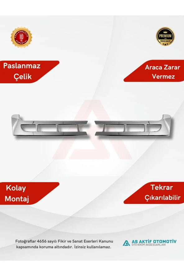Volkswagen Transporter T5 Van Ön Panjur 2 Parça 2010-2014 Krom Paslanmaz Çelik - 2