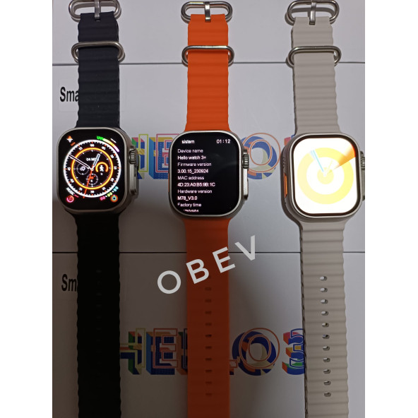 Watch Ultra Hello 3 Plus ( 4 KORDON HEDİYELİ  ) Amoled Ekran Tüm Telefonlara Uyumlu Akıllı Saat - 4