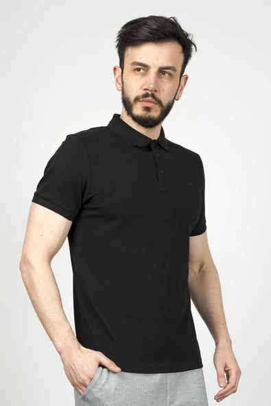 Cazador Erkek P.Yaka  K.Kol  T-shit Siyah - Resim 3