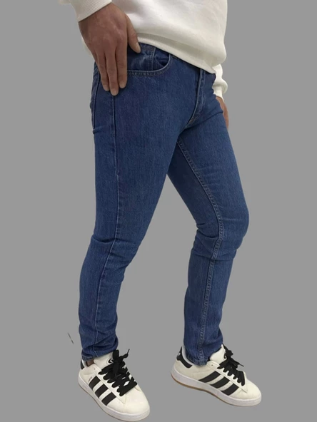 Erkek Dar Paça Özel New Okyanus Mavisi Kot Pantolon - Resim 6