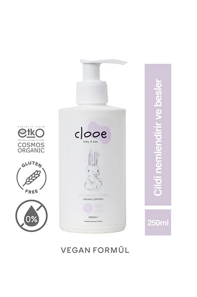 Organik Bebek Losyonu (250ML) - Argan Yağı, Zeytinyağı, Huş, Gül Suyu - Yenidoğan Kullanımına