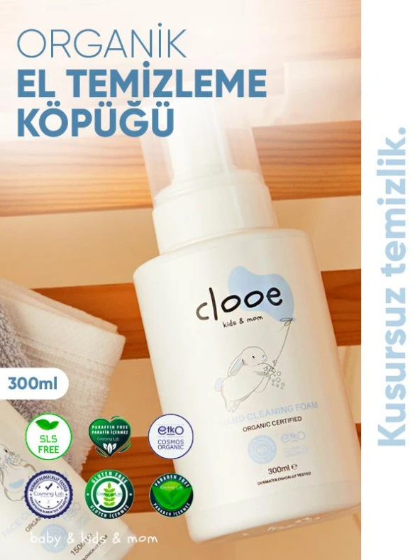 Clooe Organik El Temizleme Köpüğü (300ml) - Çocuk & Yetişkin - Yaban Mersini, Aloe Vera, Meyan Kökü