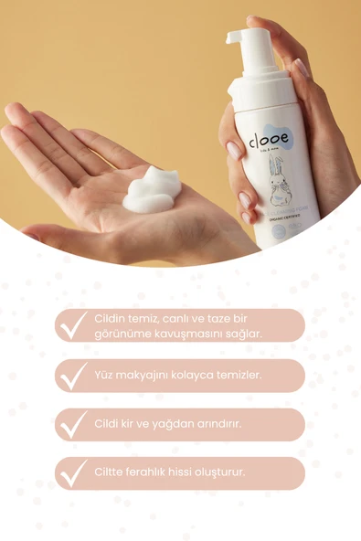 Clooe Organik Yüz Temizleme Köpüğü (150ml) - Yetişkin & Çocuk - Aloe Vera, At Kestanesi, Meyan Kökü - 2