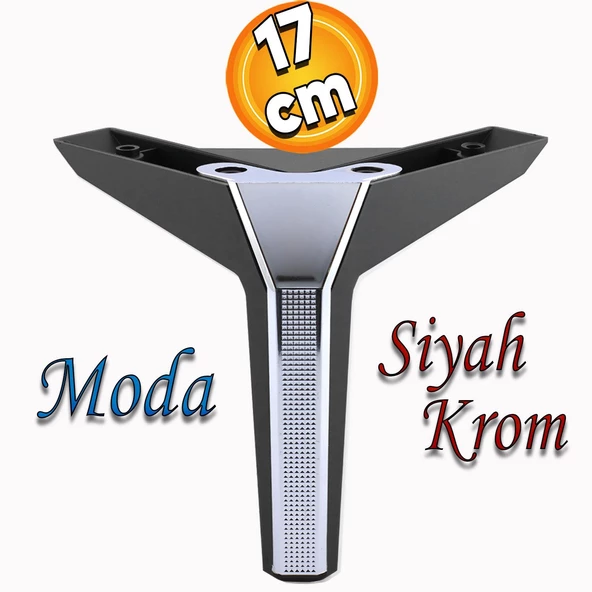 Moda Lüks Mobilya Oturma Grubu Kanepe Tv Ünitesi Konsol Koltuk Ayağı Baza Ayakları Siyah Krom 17 Cm