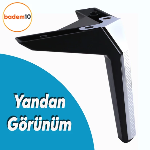 Moda Lüks Mobilya Oturma Grubu Kanepe Tv Ünitesi Konsol Koltuk Ayağı Baza Ayakları Siyah Krom 17 Cm - 3