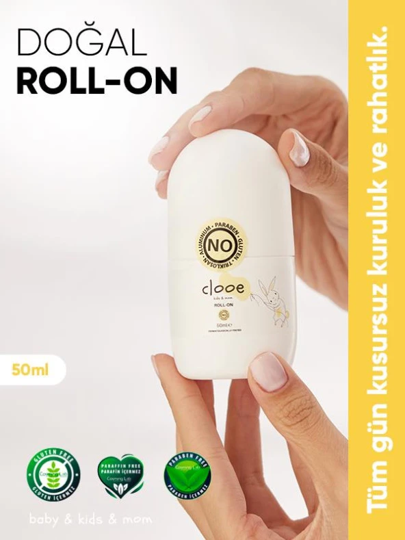 Clooe Doğal Roll on Ter Kokusu Önleyici (50ml) - Lekesiz, Fresh, Gözenek Kapatmaz