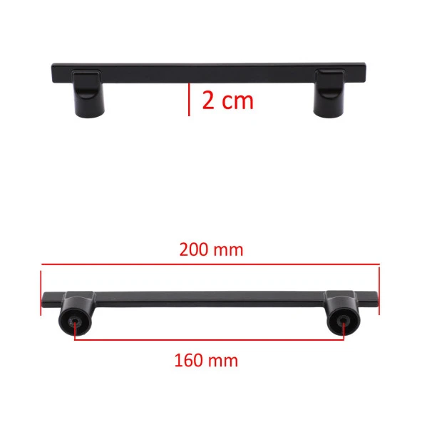 Mobilya Mutfak Dolabı Çekmece Dolap Kapak Kulpu Kulbu Metal 160 mm Siyah Kulp - Resim 2