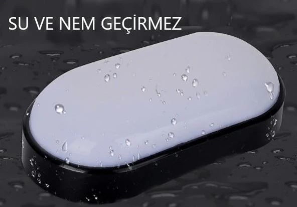 Horoz Aydos 20W Oval Siyah Led Nem Su Geçirmez Banyo Bahçe Modern Tavan Lambası Beyaz Işık - 2