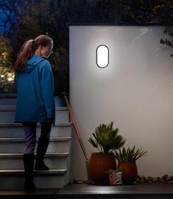 Horoz Aydos 20W Oval Siyah Led Nem Su Geçirmez Banyo Bahçe Modern Tavan Lambası Beyaz Işık - 9