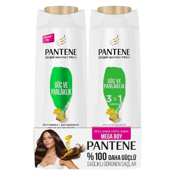 Pantene Doğal Sentez Güç ve Parlaklık 600ML Şampuan + 3ü1 Arada Şampuan 350ML