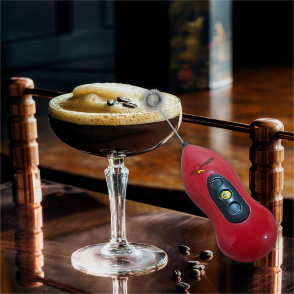 Kırmızı Paslanmaz Şaft ve Yaylı Süt Americano Expresso Machiato Türk Kahvesi Kahve Köpürtücü Çırpıcı - 5