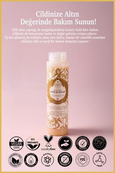 Nesti Dante Luxury Gold Duş Jeli 300ml | Nemlendirici ve Parlatıcı |Altın Özü - Resim 2