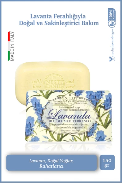 Nesti Dante Lavanda Blu Del Mediterraneo Katı Sabun 150 gr | Cilt Tonu Eşitleyici | Lavanta - 1