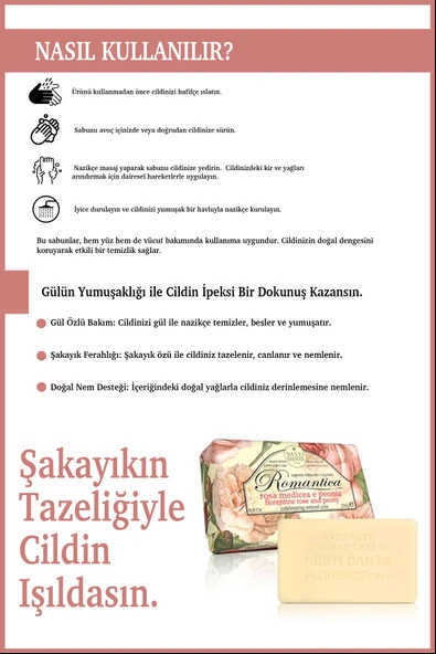 Nesti Dante Romantica Florentine Rose &peony Katı Sabun 250gr | Nemlendirici | Gül Ve Şakayık Özü - Resim 4