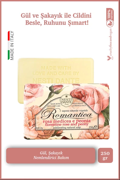 Nesti Dante Romantica Florentine Rose &peony Katı Sabun 250gr | Nemlendirici | Gül Ve Şakayık Özü ürün görseli 1