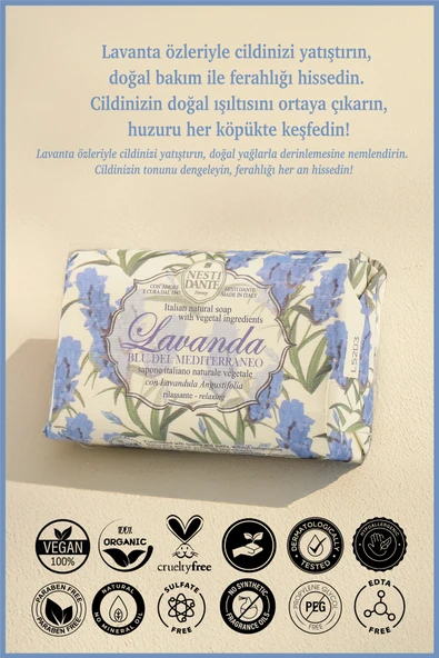 Nesti Dante Lavanda Blu Del Mediterraneo Katı Sabun 150 gr | Cilt Tonu Eşitleyici | Lavanta - 2