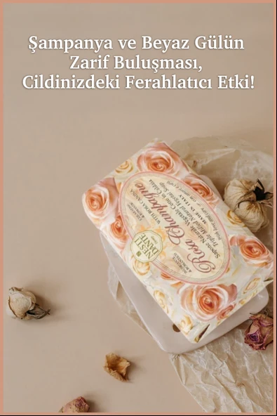 Nesti Dante Le Rose Champagne Katı Sabun 150 gr | Canlandırıcı | Beyaz Gül - Resim 5