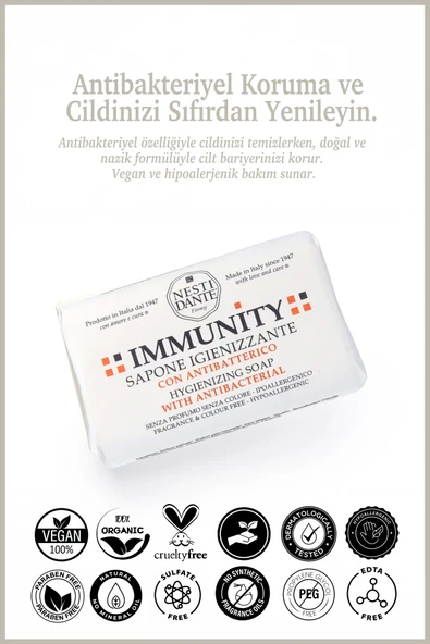 Nesti Dante Nesti Dante Immunity Hygienizing Antibakteriyel Hipoalerjenik Sabun Vegan Bakım 150 Gr - Resim 2