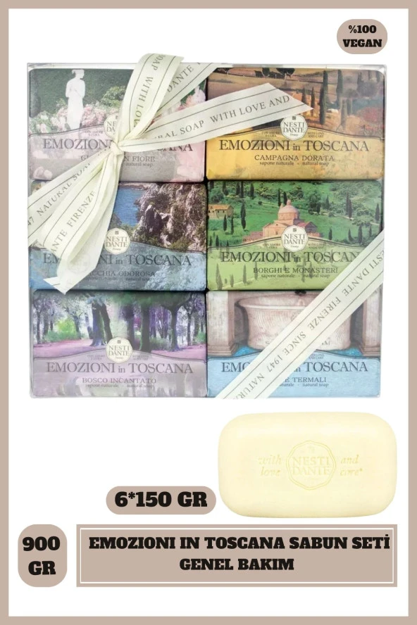 Sabun Seti Emozioni in Toscana 6 Çeşit Kokulu Vegan Bakım 6 x 150 Gr ürün görseli 1