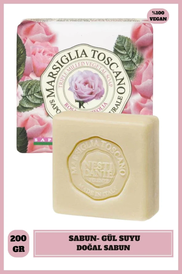 Sabun Marsiglia Toscano Rosa Centifolia Gül Vegan Bakım 200 g ürün görseli 1