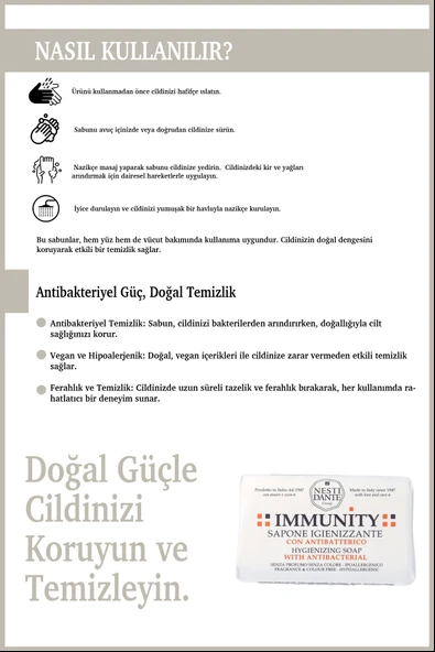 Nesti Dante Nesti Dante Immunity Hygienizing Antibakteriyel Hipoalerjenik Sabun Vegan Bakım 150 Gr - Resim 4