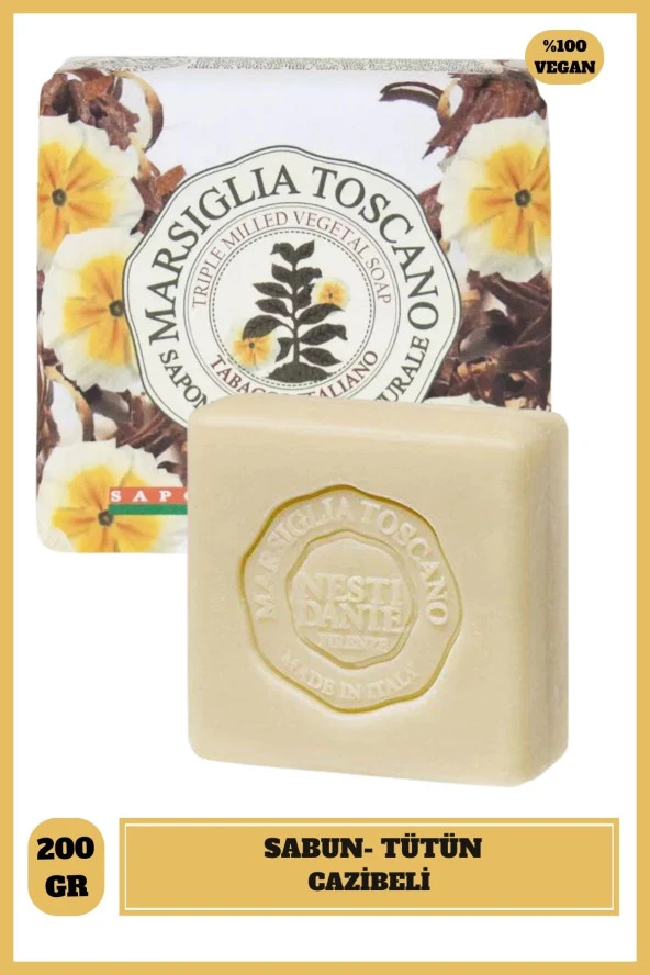 Sabun Marsiglia Toscano Tabacco Italiano Tütün Vegan Bakım 200 g - 1