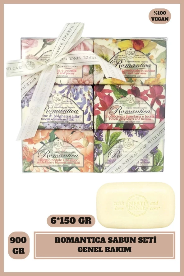 Sabun Seti Romantica 6 Çeşit Kokulu Vegan Sabun 6 x 150 Gr ürün görseli 1