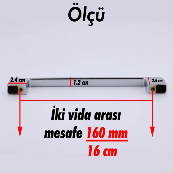 Mobilya Kulp Mutfak Dolabı Çekmece Dolap Kulpları Kapak Kulpu Kulbu Krom Renk 160 mm Metal - Resim 5