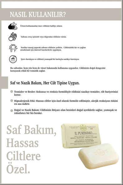 Nesti Dante Nesti Dante Il Purissimo %100 Saf Sabun Kokusuz Renksiz Hipoalerjenik Bakım 150 Gr - Resim 4
