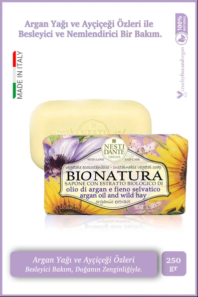 Nesti Dante Bio Natura Bush Raspberry & Netttle Katı Sabun 250gr | Yumuşatıcı |Ahududu ve Isırgan Otu ürün görseli