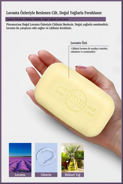 Nesti Dante Lavanda Officinale Katı Sabun 150g |Nemlendirici Ve Sakinleştirici| Lavanta - Resim 3