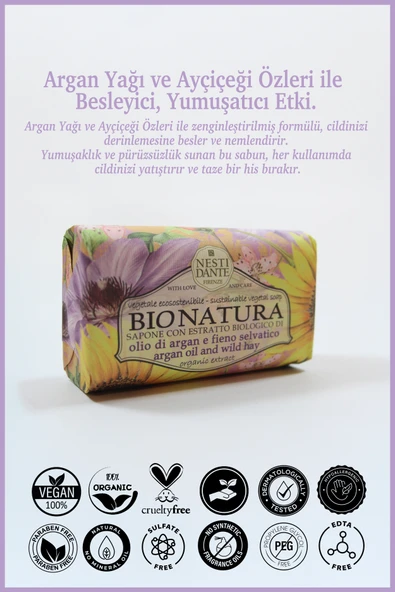 Nesti Dante Bio Natura Bush Raspberry & Netttle Katı Sabun 250gr | Yumuşatıcı |Ahududu ve Isırgan Otu - Resim 2