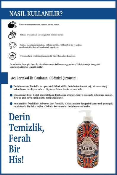 Nesti Dante Villa Sole Chinotto Di Amalfi Sıvı Sabun 500ml l Canlandırıcı ve Antioksidan l Acı Portakal Özü - Resim 4