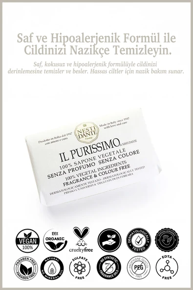 Nesti Dante Nesti Dante Il Purissimo %100 Saf Sabun Kokusuz Renksiz Hipoalerjenik Bakım 150 Gr - Resim 2