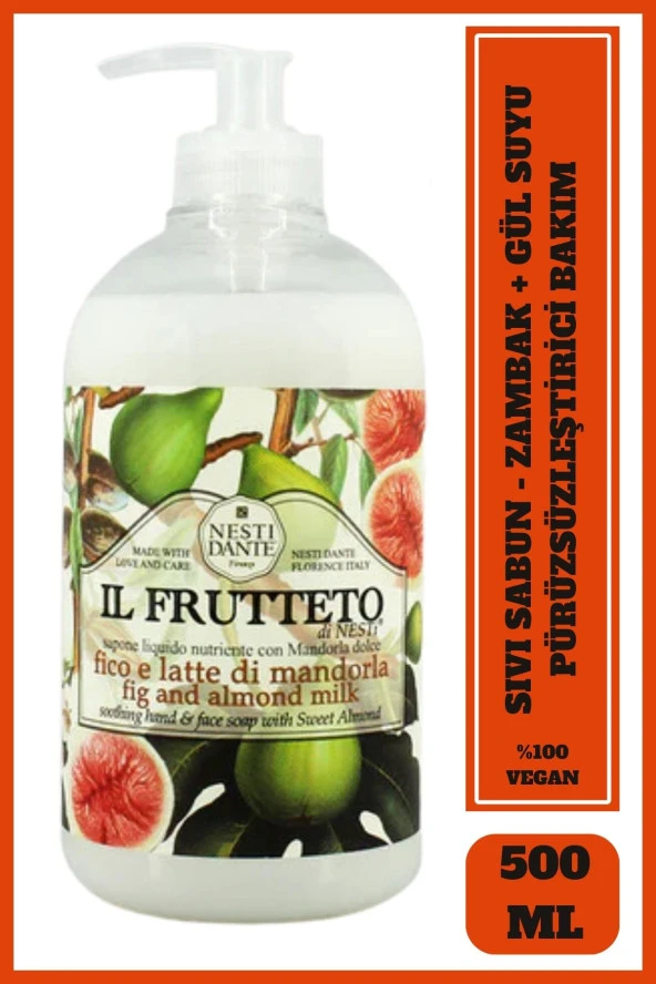 Sıvı Sabun  IL Frutteto İncir ve Badem Sütlü Arındırıcı Vegan Bakım 500 ml