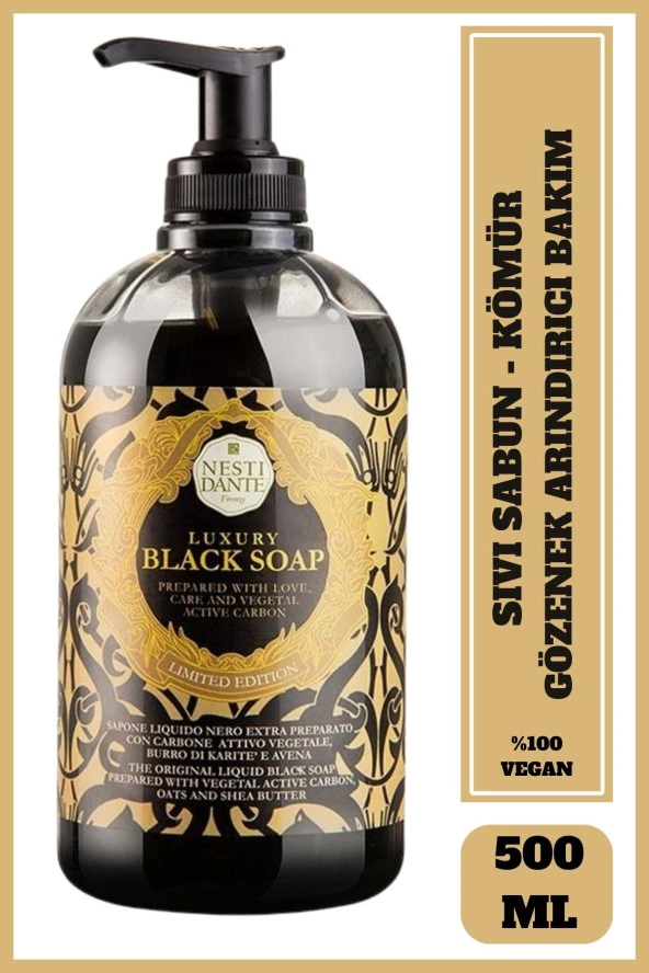 Sıvı Sabun Luxury Black Aktif Karbon Arındırıcı Bakım Vegan Bakım 500 ml