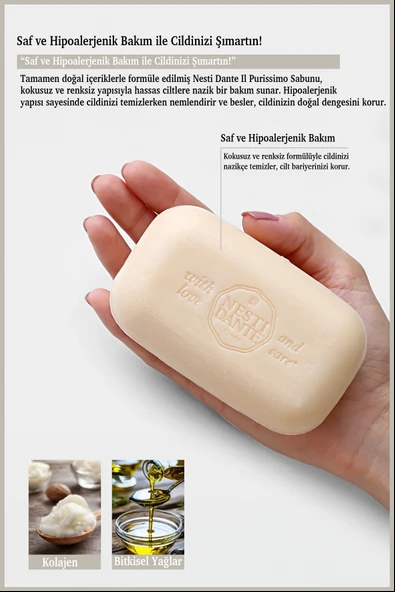 Nesti Dante Nesti Dante Il Purissimo %100 Saf Sabun Kokusuz Renksiz Hipoalerjenik Bakım 150 Gr - Resim 3