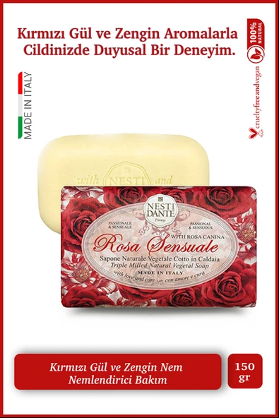 Nesti Dante Le Rose Sensuale Katı Sabun 150 Gr  | Nemlendirici  | Kırmızı Gül ürün görseli 1