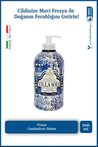 Nesti Dante Villa Sole Fresia Blu Delle Eoilie Sıvı Sabun 500ml l Canlandırıcı l Mavi Frezya Çiçeği Özü ürün görseli 1