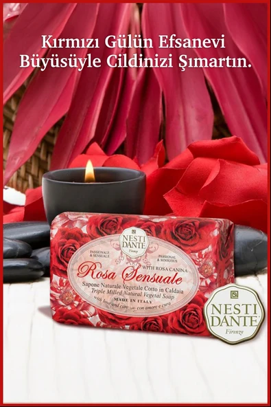 Nesti Dante Le Rose Sensuale Katı Sabun 150 Gr  | Nemlendirici  | Kırmızı Gül - Resim 5