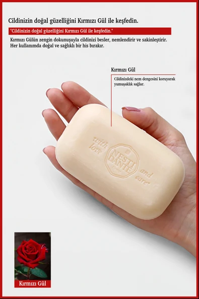 Nesti Dante Le Rose Sensuale Katı Sabun 150 Gr  | Nemlendirici  | Kırmızı Gül - Resim 3