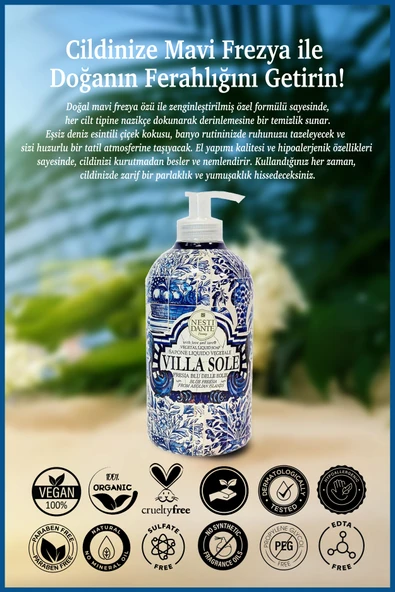 Nesti Dante Villa Sole Fresia Blu Delle Eoilie Sıvı Sabun 500ml l Canlandırıcı l Mavi Frezya Çiçeği Özü - Resim 2