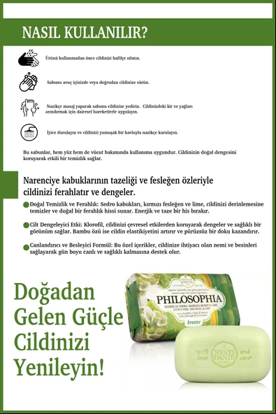 Nesti Dante Philosophia Breeze Katı Sabun 250 gr |Cilt Tonu Eşitleyici | Narenciye Kabuğu, Fesleğen, Klorofil - 4