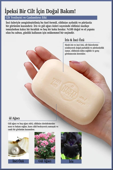 Nesti Dante Philosophia Cream Katı Sabun 250 gr | Aydınlatıcı ve Nemlendirici | İnci Özü, İris, Gül Ağacı - 3