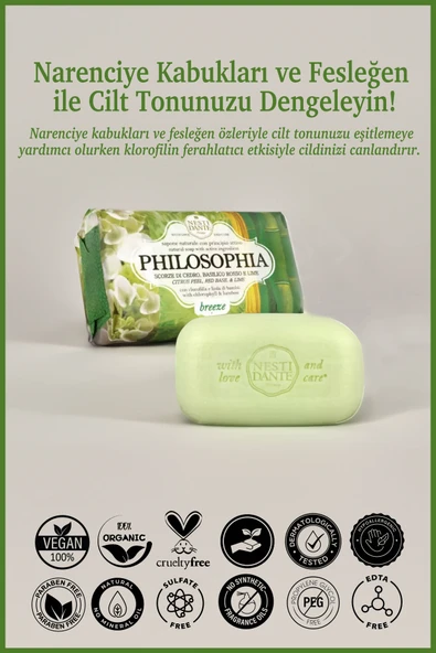 Nesti Dante Philosophia Breeze Katı Sabun 250 gr |Cilt Tonu Eşitleyici | Narenciye Kabuğu, Fesleğen, Klorofil - 2